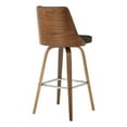 thumbnail image 4 of Nolte 30" Swivel Bar Stool in Brown Faux Leather and Walnut Wood, 4 of 8