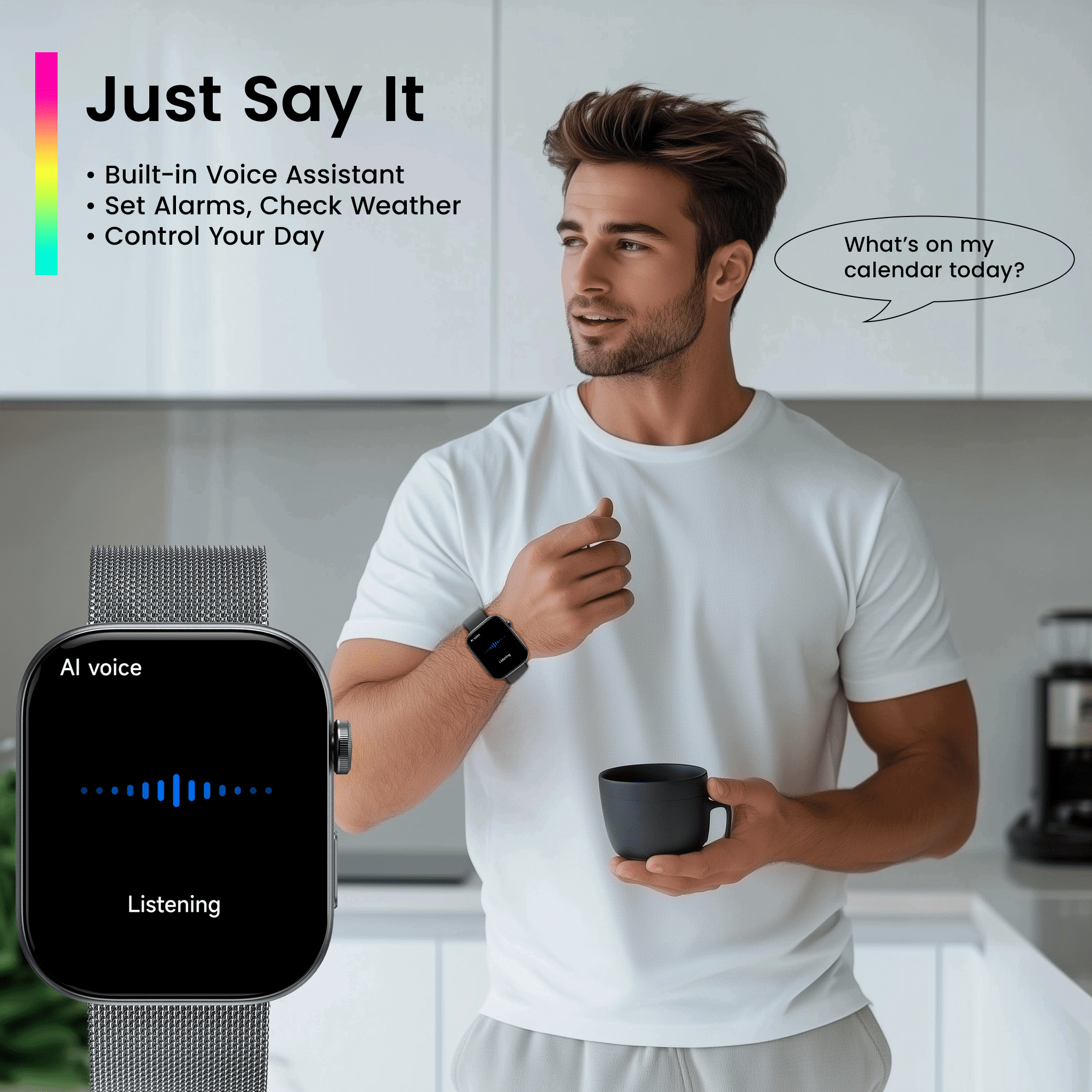 MiracoRun Smart Watch for Men, 1.99" AMOLED Display, Bluetooth Calls & Texts, 3ATM Water-Resistant, 14 Days Battery Life