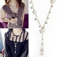 thumbnail image 5 of Jiaroswwei Women's Fashion Korean Style Faux Pearl Flowers Long Necklace Sweater Chain, 5 of 8