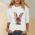 thumbnail image 2 of Happy Easter Day Shirt for Women Casual Easter Eggs Printed Tops Tunics Bunny Rabbit Print 3/4 Sleeve T-Shirt Blouse, 2 of 5