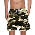 thumbnail image 2 of PNTUTB Summer Shorts Men's Fashion Camouflage Print Elastic Drawstring Casual Loose Beach Shorts with Pockets, 2 of 6