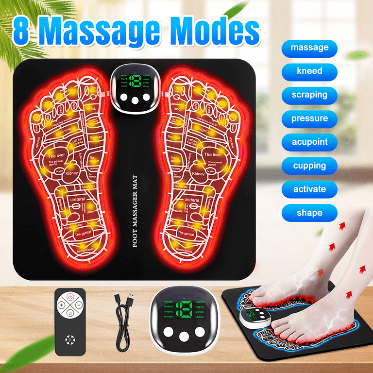 EMS Foot Massager with 8 Modes & 19 Intensity Levels for Pain