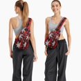 thumbnail image 6 of Sling Backpack,Red Christmas Snowflake and Plaid Pattern Crossbody Bag with Water Bottle Holder,Waterproof Sling Bag for Men/Women with Chest Phone Holder for Hiking,Travel, 6 of 6