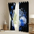 thumbnail image 3 of Feelyou Cheetah Leopard Teens Curtains Pack of 2 (42x84 Each), Romantic Jungle Animal Curtains Blackout, Blue White Anniversary Rose Bedroom Curtains, Window Curtains Home Decor, 3 of 6