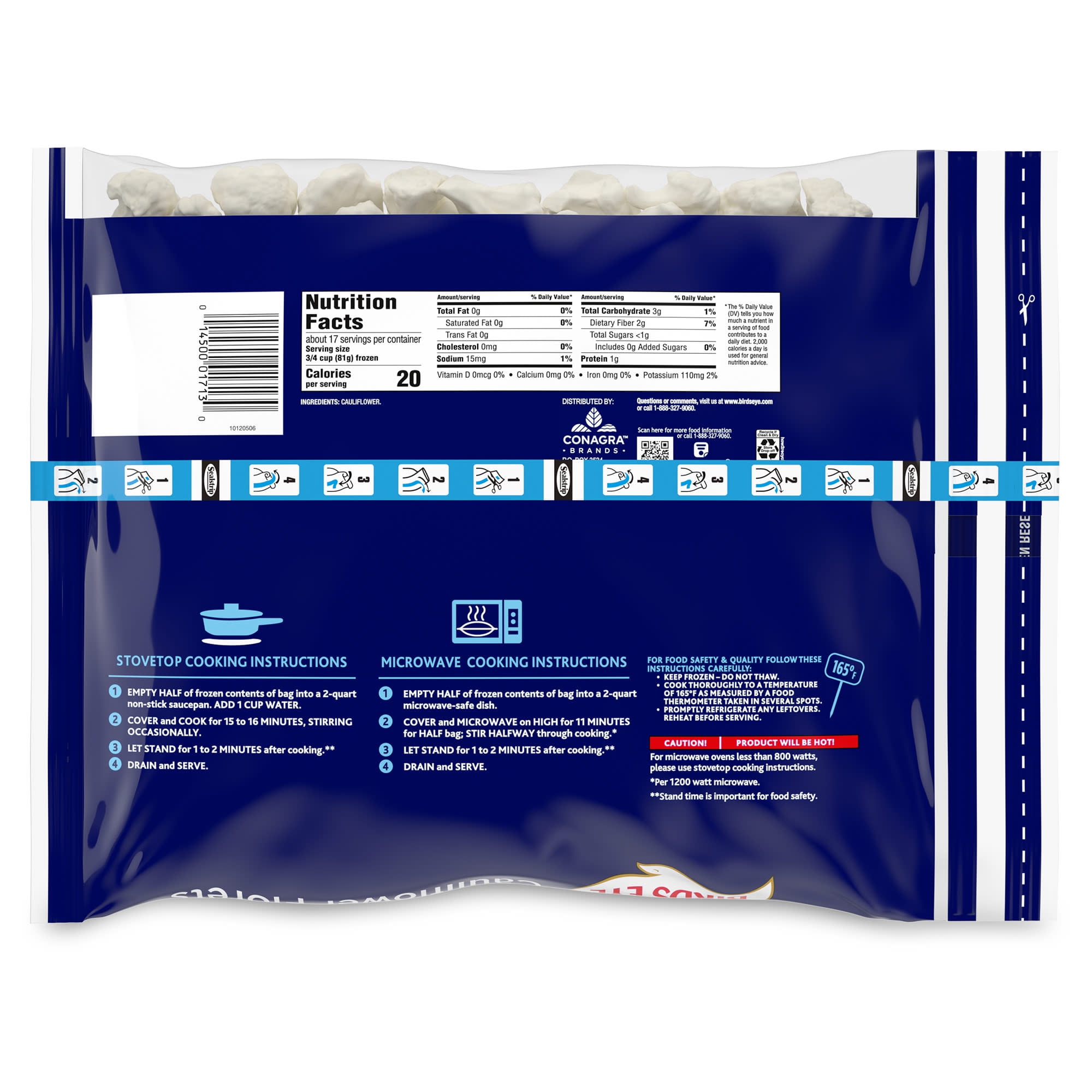 Birds Eye Cauliflower Florets, Frozen Vegetables, 48 oz. Bag