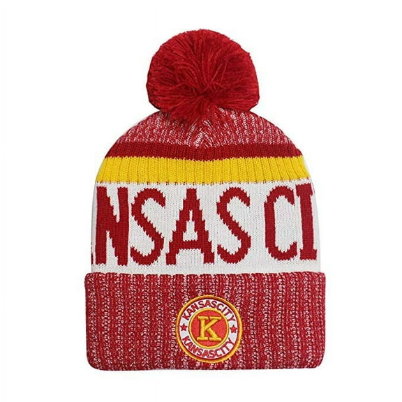 Semper Fi Men's Winter Knit Landmark Patch Beanie, Red/Gold