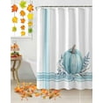 thumbnail image 3 of Fall Shower Curtain Pumpkin Leaf Branch Shower Curtains for Bathroom Decor Teal Stripes Bath Curtains Sets with Hooks for Autumn Thanksgiving Seasonal Decor Fabric Waterproof Extra Long 84" X 72", 3 of 6