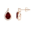 thumbnail image 2 of Angara Natural Pear 1.6 ct Ruby Earrings in 14K Rose Gold for Women (Size-7x5mm) – July Birthstone Jewelry | Prong Set Ruby Earrings, 2 of 10