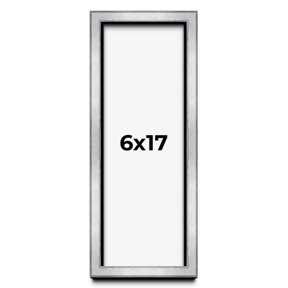 6x17 Shadow Box Frame Silver | 1.375 Inches Deep Real Wood Contemporary Shadowbox Display Frame |