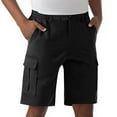 thumbnail image 2 of Erwazi Men's Solid Color Elastic Waist Cargo Shorts Casual Sraight Leg Work Shorts with Multi Pockets, 2 of 5