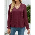 thumbnail image 3 of Charmo Women’s Lace Long Sleeve Blouses Tops Dressy T Shirts Loose Casual Shirts, 3 of 8