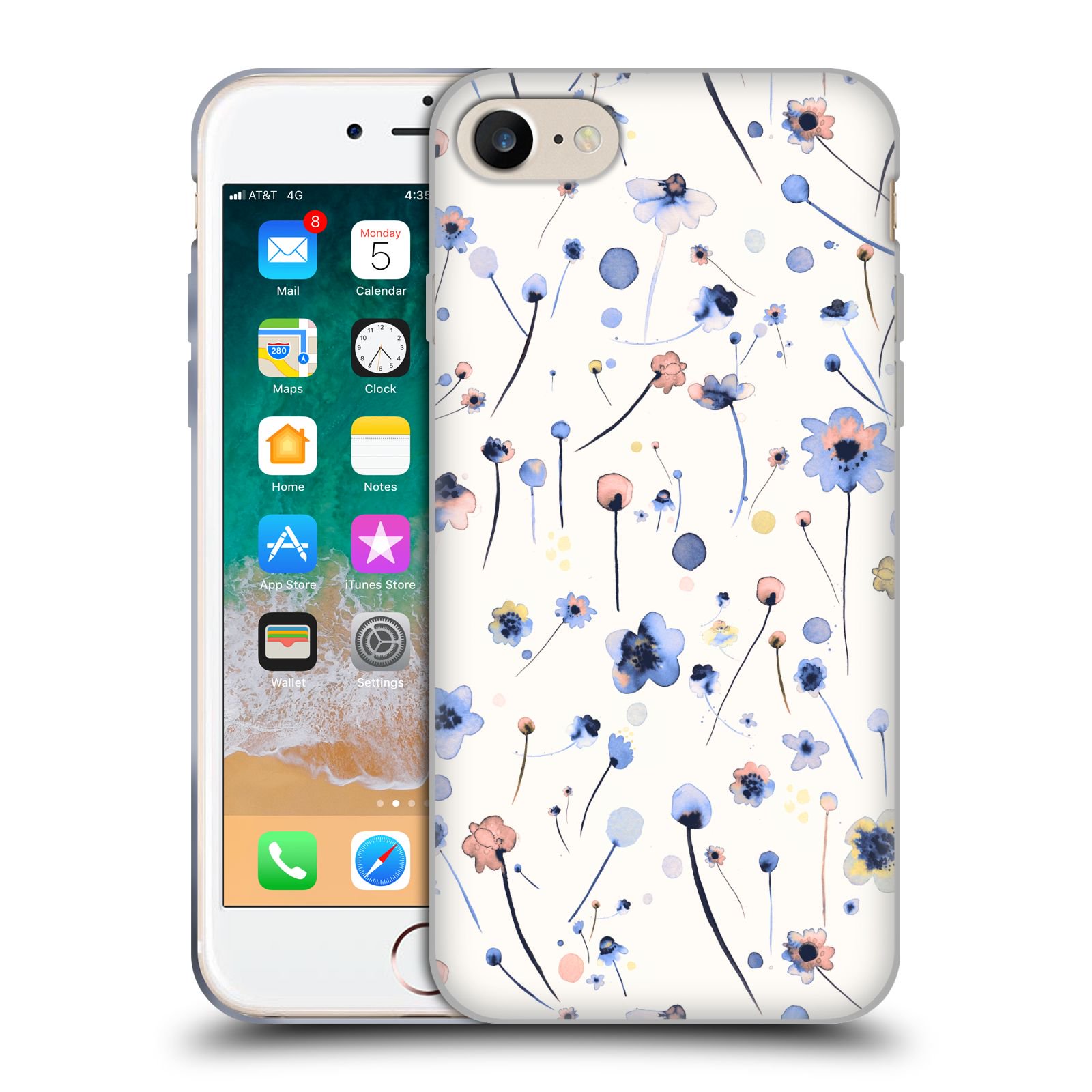 Head Case Designs Officially Licensed Ninola Floral Blue Soft Soft Gel Case Compatible with Apple iPhone 7 / 8 / SE 2020 & 2022