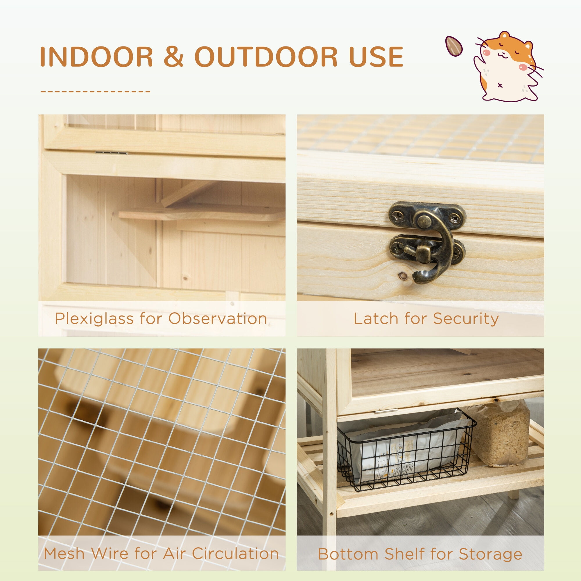 Dog Bed PawHut 5-Tier Wooden Hamster Cage Mice Habitat Rat Habitat with Openable Top, Front Door and Storage Shelf,Large Dog Bed
