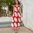 thumbnail image 5 of Red & White Tropical Leaf Sleeveless Dress elegant chic wedding evening dresses Woman dresses summer women's suit, 5 of 6