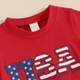 thumbnail image 4 of Toddler Baby Boy Independence Day Outfit 6 12 18 24 Months 2T 3T 4T USA Letter Print Short Sleeve Top And Pocket Shorts Boys Patriotic Outfit Set, 4 of 7