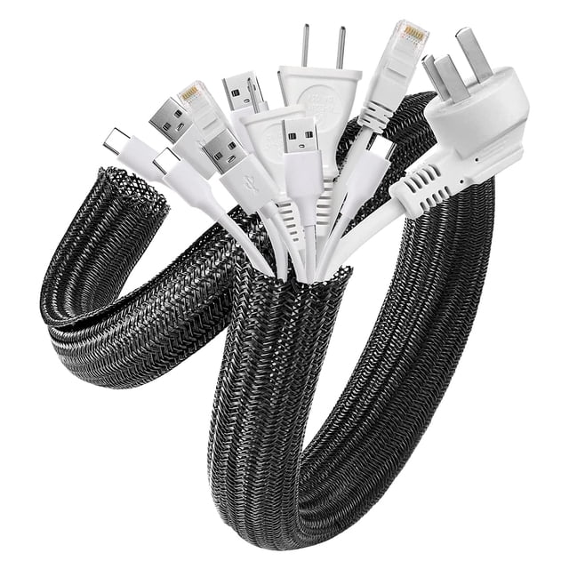 Funda para cables AGPTEK, paquete de 2 unidades, 1,8 pulgadas y 1,5 m, gestión de cables