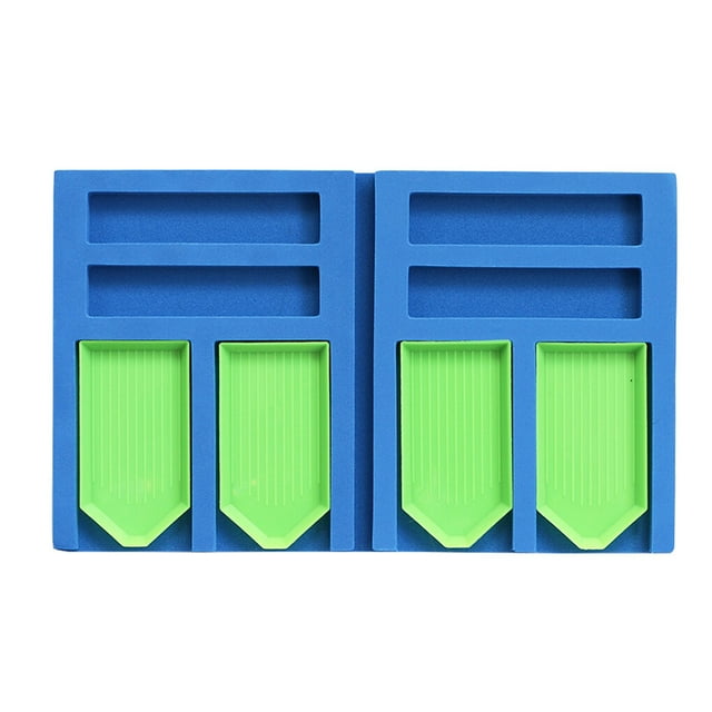 Becaristey Foldable Multi -Boat Painting Tray Holder Beading Storage Tray Point Drill Pen Drill Clay Organizer Storage Box DIY Craft Blue combination 1 1Set