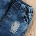 thumbnail image 3 of Toddler Baby Boys Short Sleeve Letters Print T-Shirt and Denim Jeans Pants Outfit Set, 3 of 4