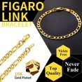thumbnail image 4 of ChainsHouse 14k Gold Plated Figaro Link Bracelets for Women Men 6mm Hypoallergenic Jewelry Gift, 7.5inch, 4 of 9
