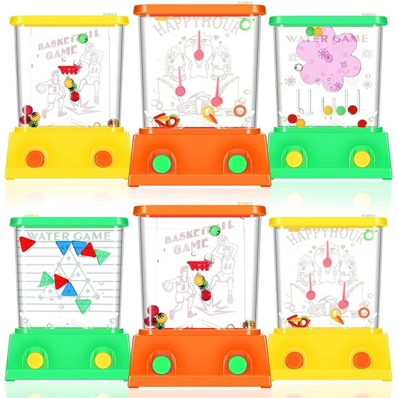 6 Pieces Handheld Water Game Mini Arcade Water Ring Game Water Tables for Beach Toys Party Favor Fish Rings Fun Basketball Game for Teens Adults for Men Retro Pastime (Chic Style)