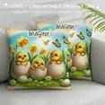 thumbnail image 3 of Leisuo Easter Pillow Cover Colored Eggs Butterflies Basket Chicks Grass Spring Cushion Burlap Farmhouse Pillow Cases with Zipper, 3 of 5
