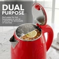 thumbnail image 2 of OVENTE 1.7L Double Wall Electric Tea Kettle, 1100W Power, Red KD64R, Water Boiler with Cool-Touch Exterior, Stainless Steel Interior, Auto Shut-Off, Boil-Dry Protection & Locking Lid, Easy Clean, 2 of 8