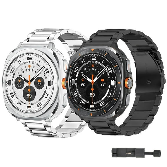 HOMEYA For Samsung Galaxy Watch Ultra 47mm Metal Band Stainless Steel Replaceable Wristband Strap, Black