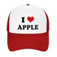 thumbnail image 2 of I Heart Apple Love Food Funny Trucker Hat Baseball Cap Unisex Red, 2 of 5