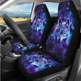 thumbnail image 2 of Uorisanigo Purple Wolf 14 Pieces Automobile Seat Cover Sets Steering Wheel Cover Car Headrest Cover Center Console Cover Cars Seat Belt Pad Cover and Water Cup Pad Comfortable Fit Car,Suv, 2 of 6