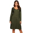 thumbnail image 3 of Ekouaer Button Down Nightgown for Women Long Sleeve Sleepwear V Neck Nightshirt Boyfriend Pajama Dress Sleep Dress, 3 of 6