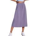 thumbnail image 2 of Gamivast Skirts for Women High Waisted A-Line Midi Skirt with Pockets Casual Skirt Work Office Skirt Flowy Pull on Modest Business Commuter Daily Wear Purple M, 2 of 6