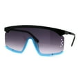 thumbnail image 2 of Flat Top Side Vent Mono Block Lens Shield 80s Sport Sunglasses Matte Black Blue Smoke, 2 of 4