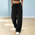 thumbnail image 6 of Athletic Pants For Womens Liweisiy Drawstring Elastic High Waist Loose Solid Color Trousers Casual Breathable Gym Workout Pants Black 3XL, 6 of 9
