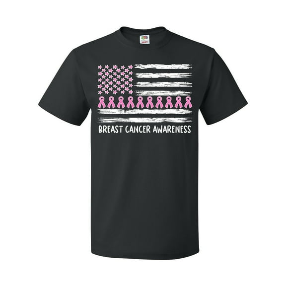 Inktastic Breast Cancer Awareness Pink Ribbons and Flag T-Shirt