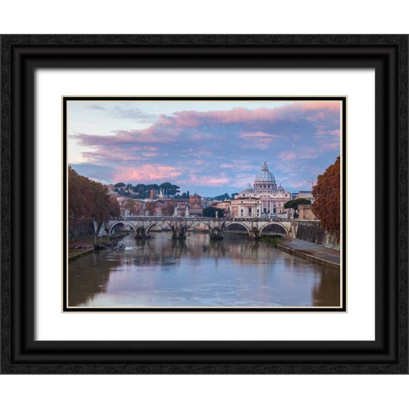 Frank, Assaf 18x15 Black Ornate Wood Framed with Double Matting Museum Art Print Titled - View of Basilica di San Pietro in Vatican, Rome, Italy