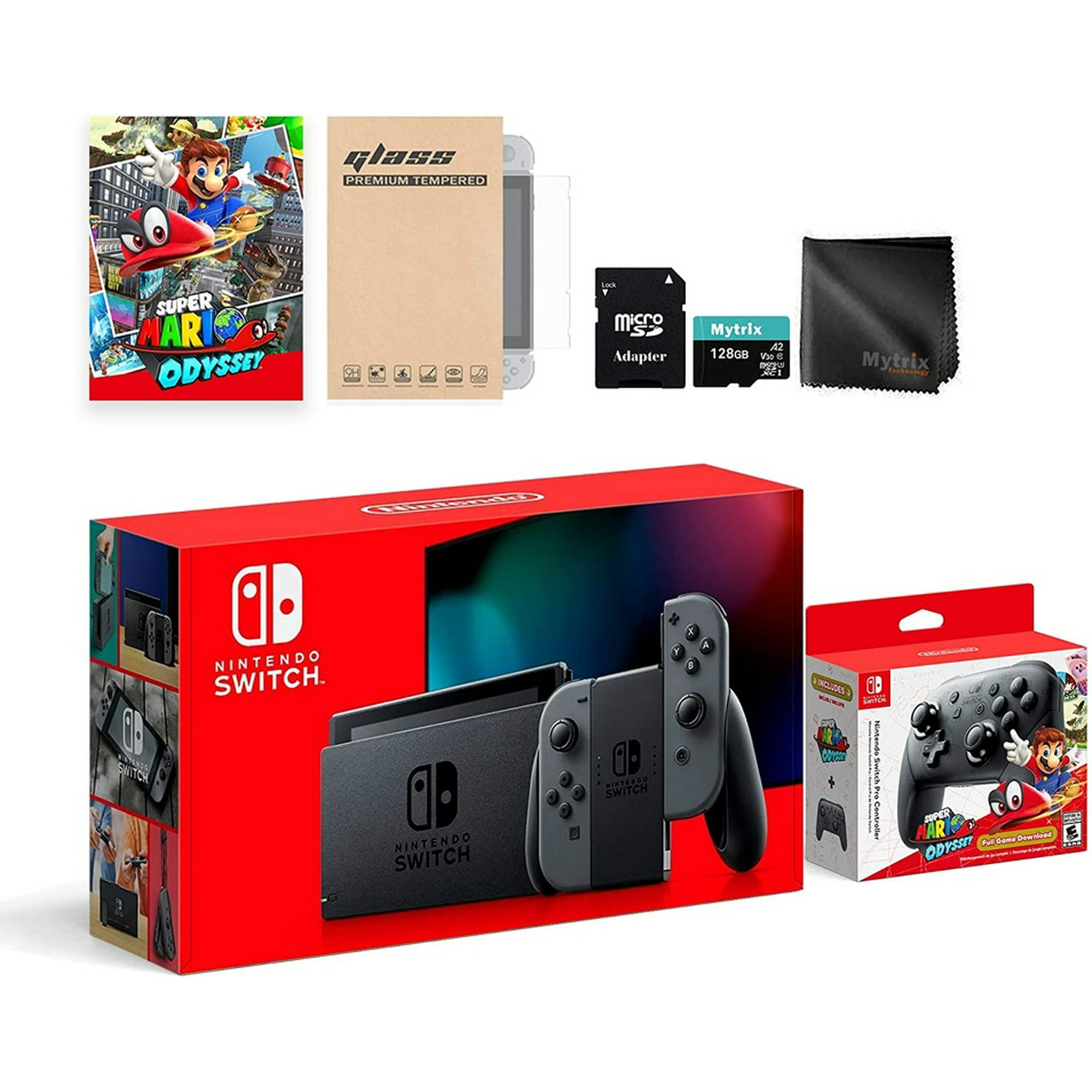 Nintendo Switch Neon Red Blue 32gb Console With Super Mario Odyssey Full Game Pro Controller And Mytrix Switch Accessories Kit Other