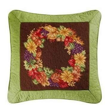 Autumn Wreath Needlepoint Pillow