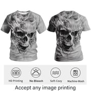 Rebaike Mens Graphic T-Shirt 3D Skull Skeleton Print Gothic Style