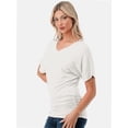 thumbnail image 2 of Women's Short Sleeve V Neck Dolman Top Tshirt, 2 of 4