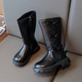thumbnail image 6 of shqvo Girls Bow Cowgirl Boots Mid Calf Riding Boots PU Leather Side Zipper Lug Sole Equestrian Boot for Kids 3-12 Years, 6 of 7
