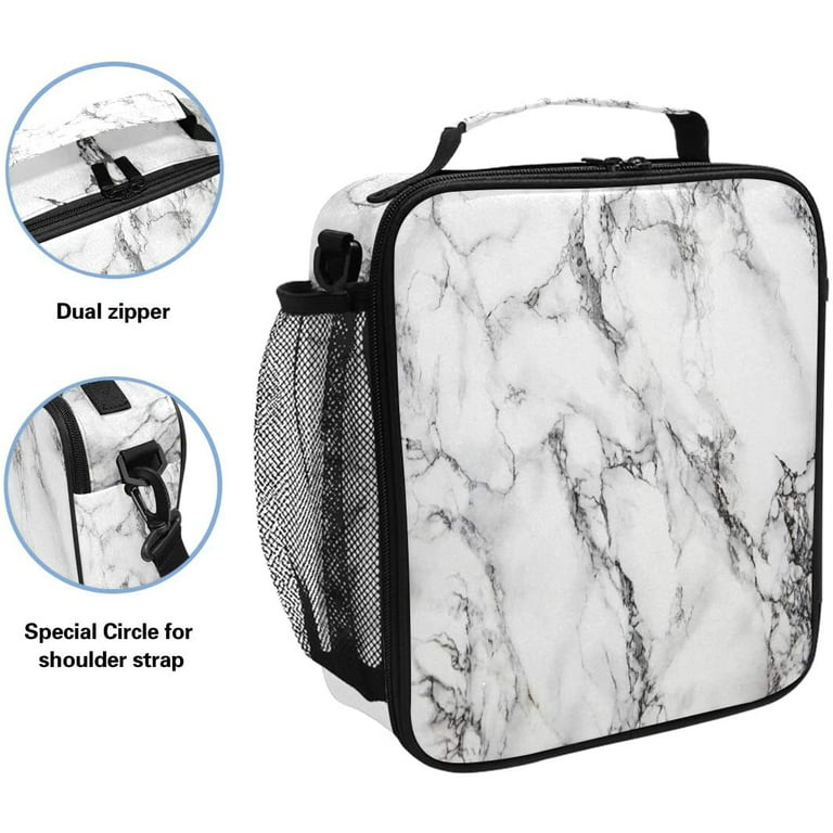 Marble Lunch Box for Women White Marble Stone Teens Girls Cooler