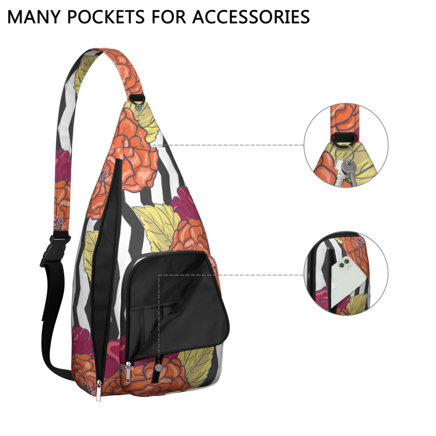 Lightweight Waterproof Sling Bag with Sunflower Pattern for Women