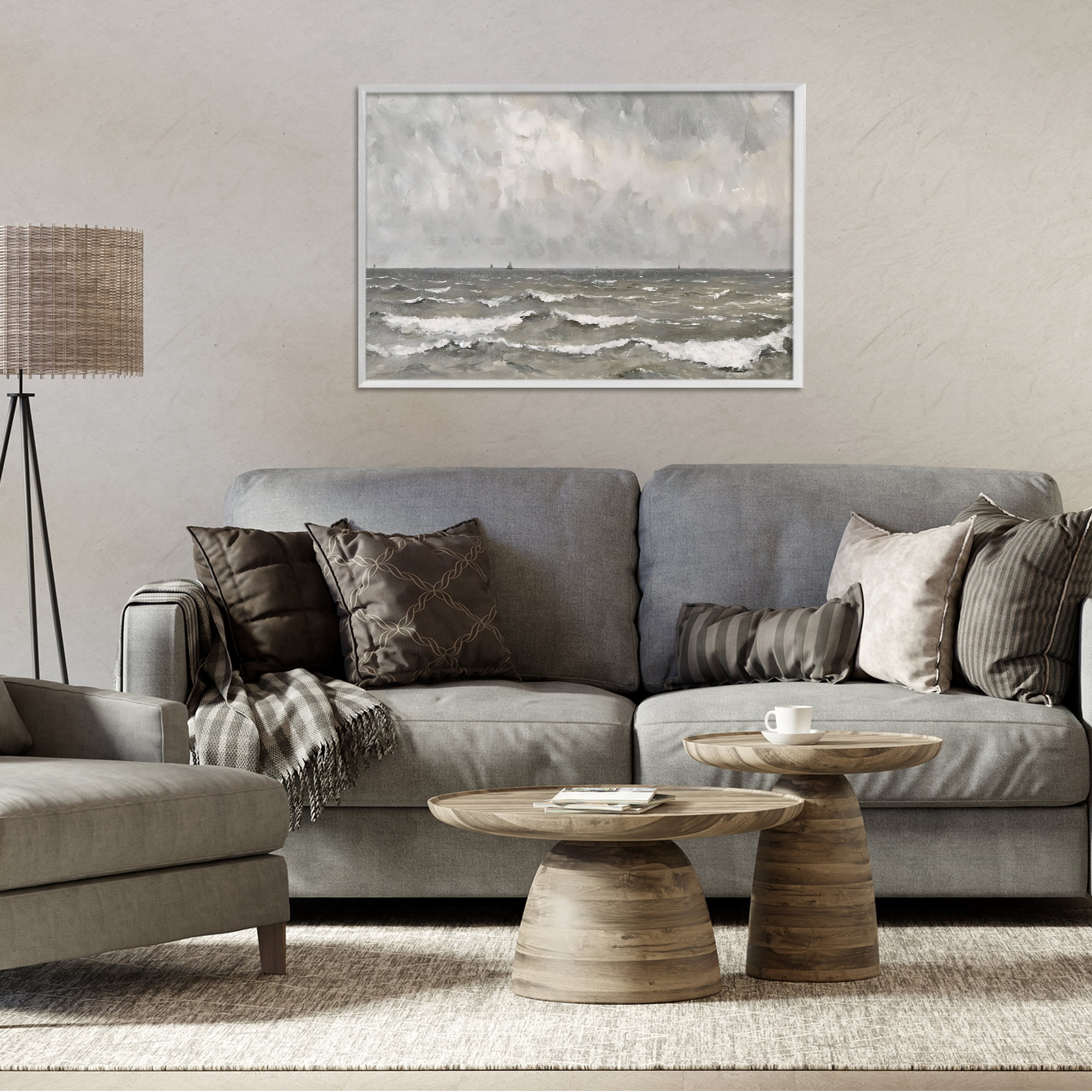 Stupell Industries Stormy Ripples at Sea White Framed Giclee Art, design by Jacky Ngan