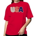 thumbnail image 2 of Smartprints Usa Patchwork Stars Women's T-Shirt Red, Cotton, S, 2 of 4
