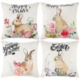 thumbnail image 1 of Fundas de almohada de Pascua 18x18 Juego de 4 fundas de cojín Decoraciones de Pascua Afortunado Sencillez, 1 of 5