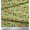 thumbnail image 3 of Soimoi Silk Fabric Stripe & Sparrow Bird Printed Fabric 1 Yard 42 Inch Wide, 3 of 3