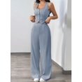 thumbnail image 6 of Women'S 2 Piece Outfits Button Down Sleeveless Sets Crop Blazer Vest and Wide Leg Pants Set Gray-Blue XL, 6 of 9