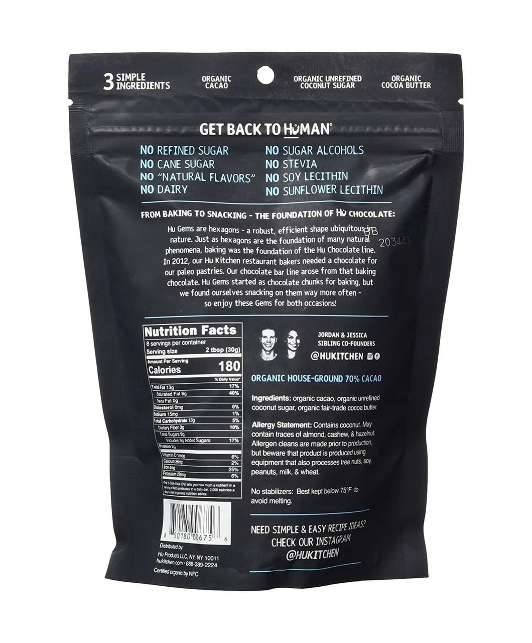Hu Kitchen Dark Chocolate Gems Baking and Snacking Chips 6 Count 9 Oz