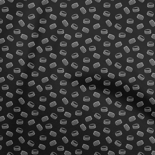 oneOone Rayon Black Fabric Retro Minimal Burger Sewing Material Print Fabric By The Yard 56 Inch Wide