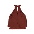 thumbnail image 2 of bar III Womens Keyhole Cold Shoulder Blouse, Brown, Large, 2 of 2